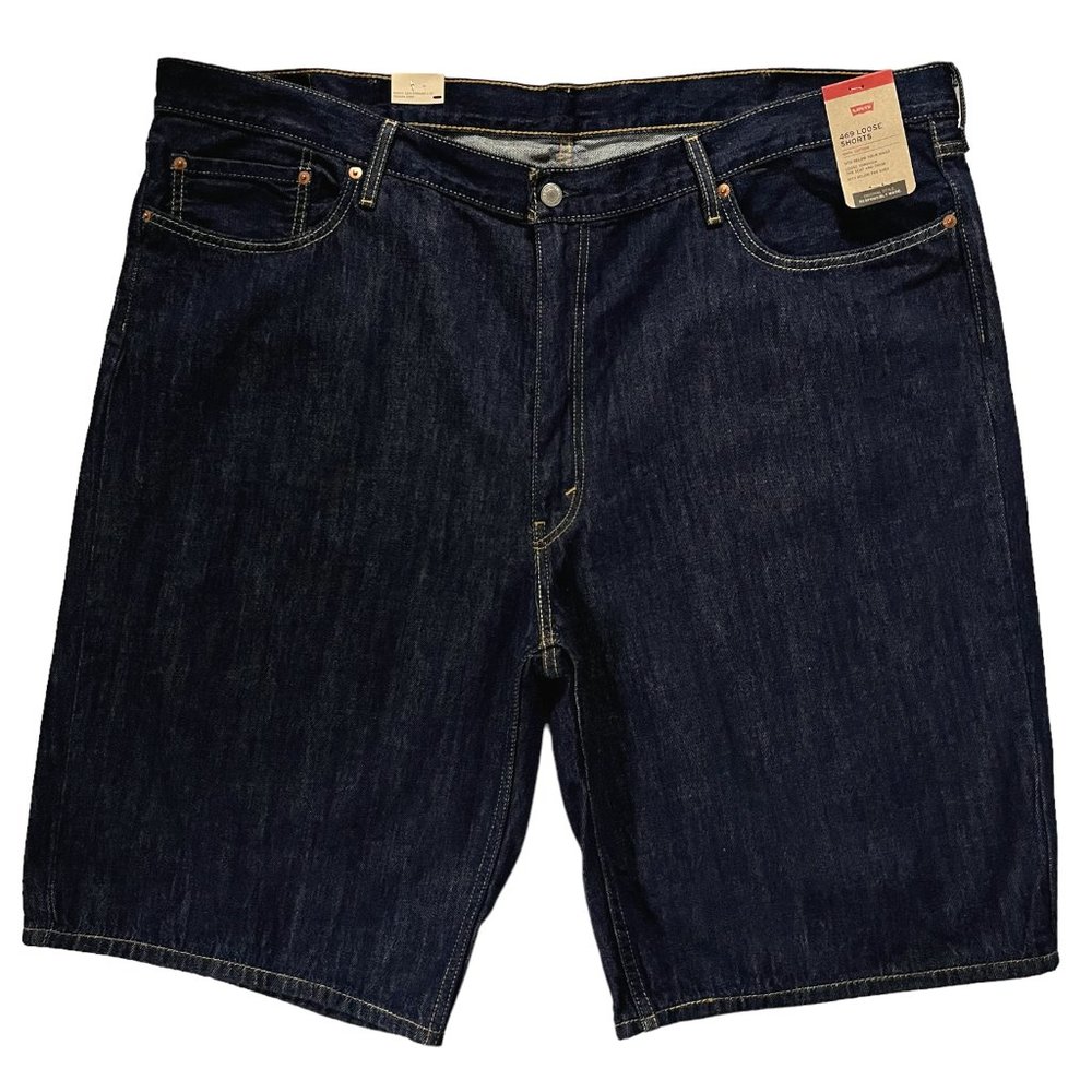 Levis 469 Men's Denim Bermuda‎ Shorts Size 46x12 (waist 49") Dark Blue Loose Fit